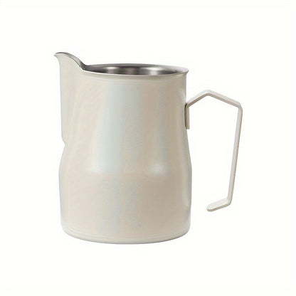 Italian Coffee Art Cup, 1 piece, made of 304 stainless steel, featuring a Latte Art Cylinder. This Latte Art Tool includes a Milk Jug with a pointed spout, perfect for creating latte art. Available in White 480ML/700ML Milk Frothing Canister and Black