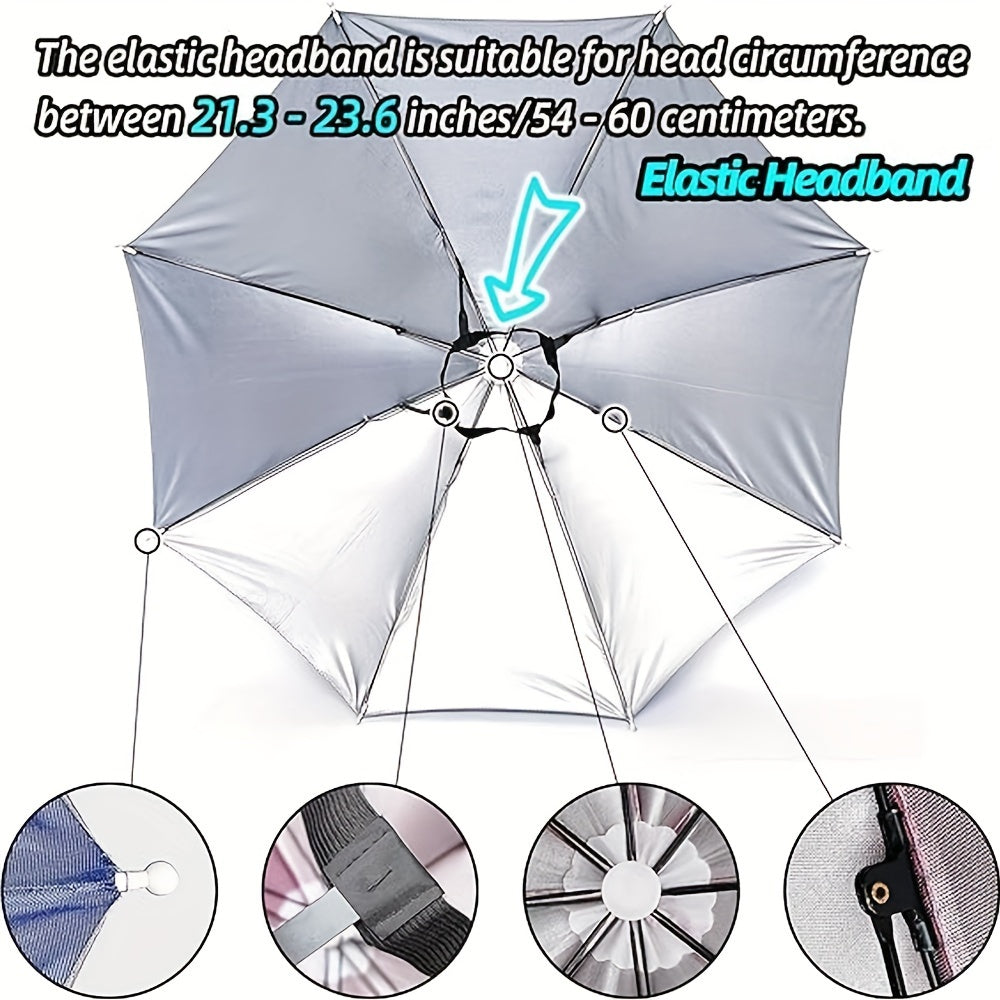 Elastic headband umbrella hat, suitable for camping and fishing, with UV protection.