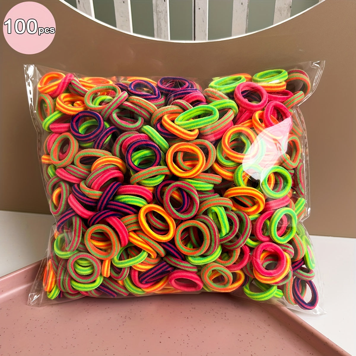 100 high elasticity rubber bands for girls, perfect for creating hair buns and ponytails without causing damage.