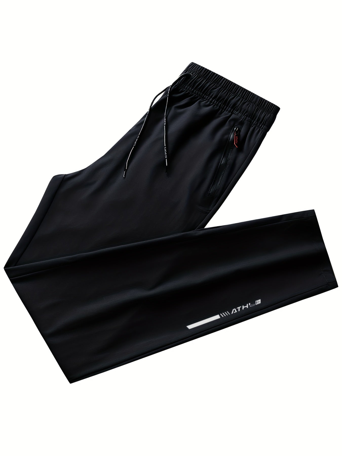 Men's 3-pack casual running pants made from 100% polyester non-stretch woven fabric. Features regular fit with zipper details, print pattern, and summer breathable quick-dry design.