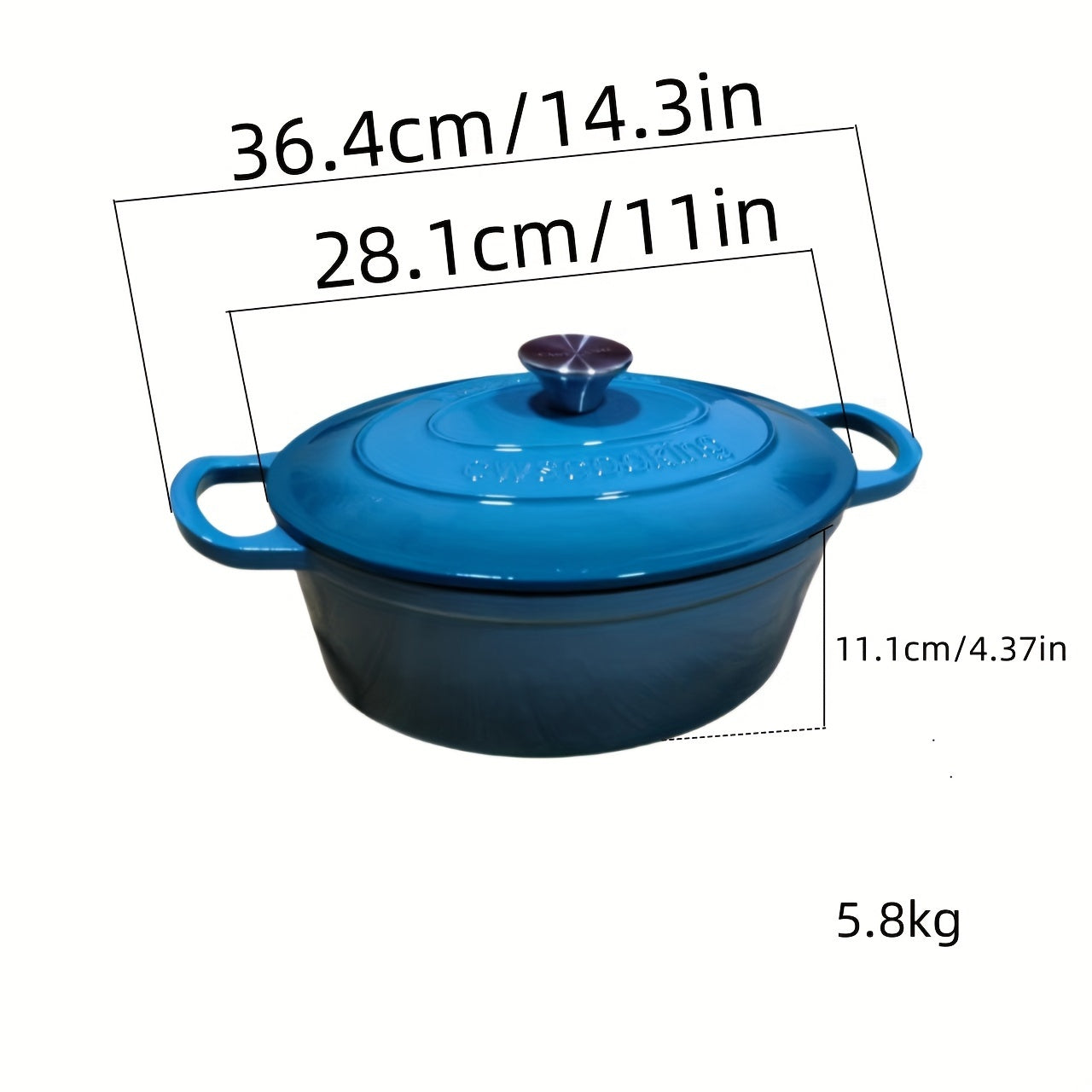 Mustahkam Enameled Oval Dutch Oven: Sho'rva, qovurdoq va qozonlar tayyorlash uchun ko'p funksiyali Enameled Pishirish Qozonlari - 5.8kg oziq-ovqat sig'adigan.