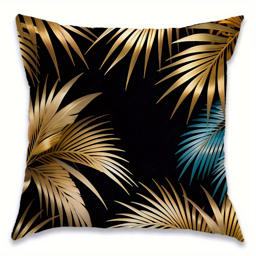 1pc Printed Golden Leaf Short Plush Pillow for Home, Car, or Office Use - Pillow Core Not Included