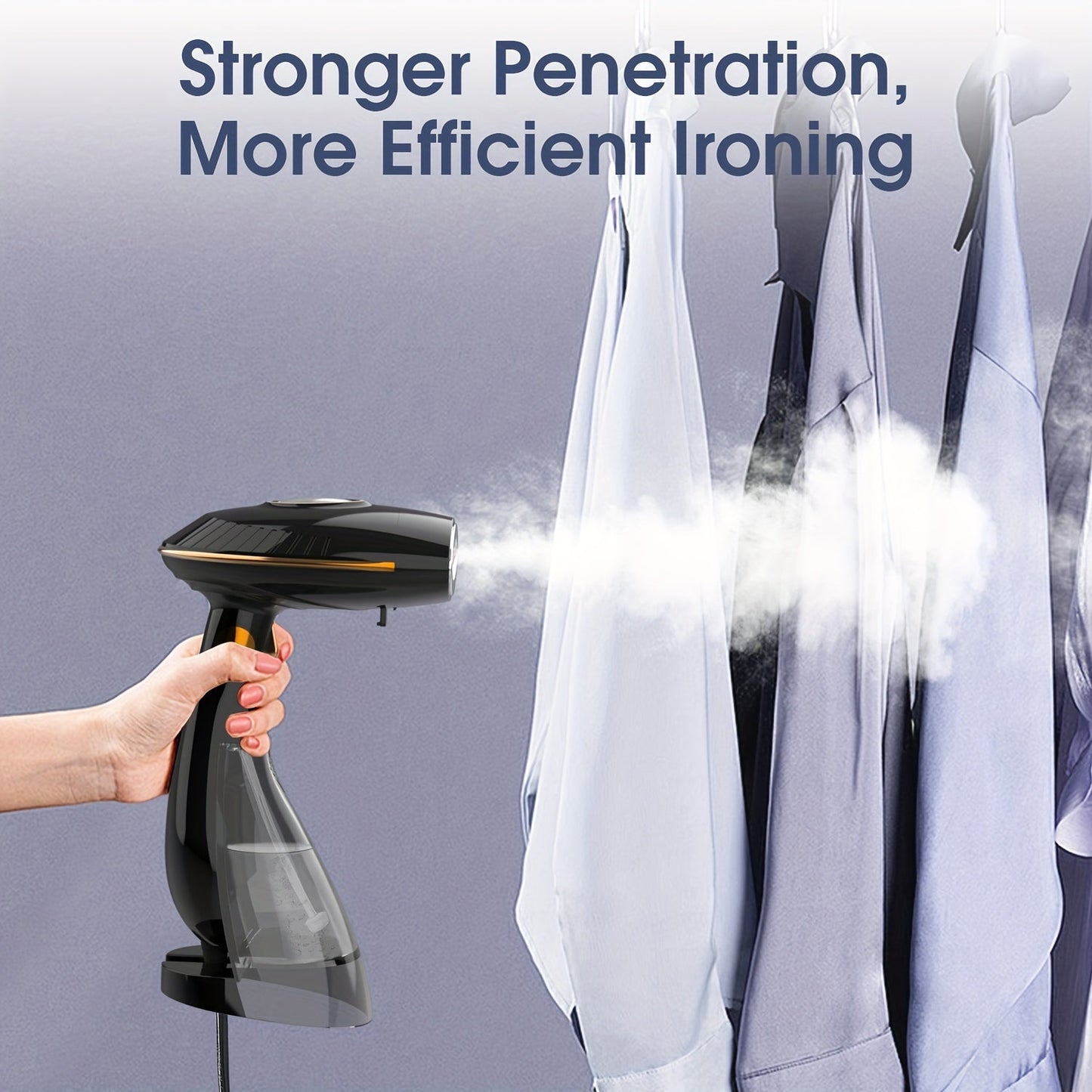 The Handheld Garment Steamer is a powerful 1500W device that heats up quickly, featuring a large water tank and automatic shut-off. With continuous steam capabilities and a durable metal and plastic construction, this steamer effectively removes