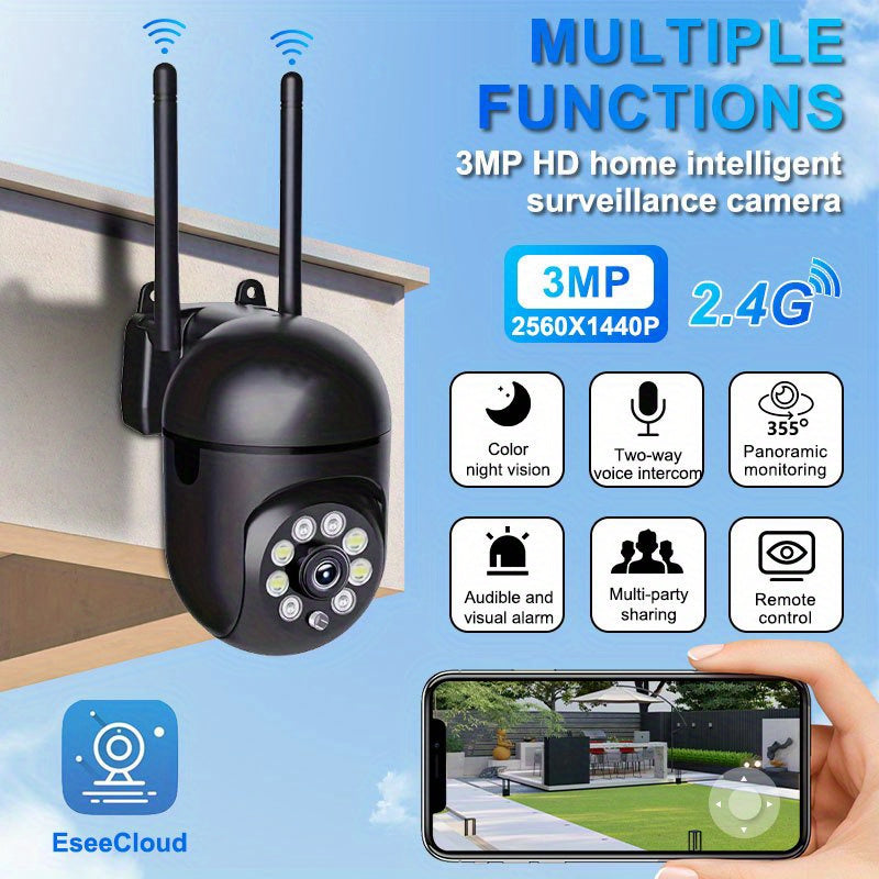 Experience the Teruhal 3MP HD WiFi Security Camera - Your solution for wireless home surveillance featuring motion detection, two-way audio, color night vision, and PTZ functionality.