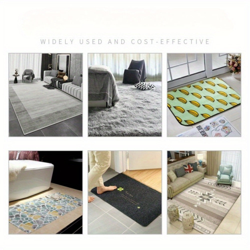 One set of reusable PET non-slip carpet adhesive strips, perfect for securing rugs and preventing slips. These strips are washable, leave no residue, and can be cut into customizable shapes. Ideal for use in offices, bedrooms, and any room in the house.