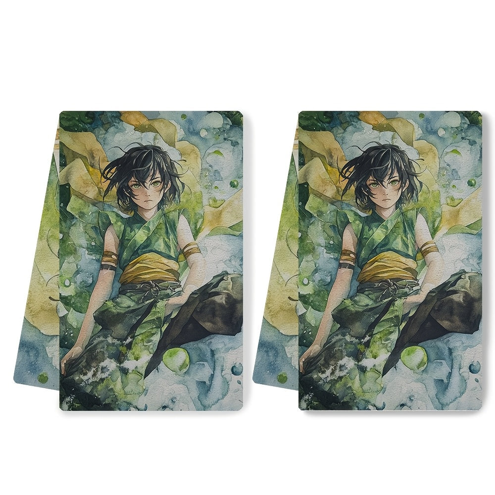 Set of 2 Ultra Soft Kitchen Towels - Inspired by Toph Beifong, These Highly Absorbent & Machine Washable Hand Towels are Perfect for Drying Dishes. Featuring a Coastal Contemporary Design, Each Towel Measures 40.64x60.96 cm