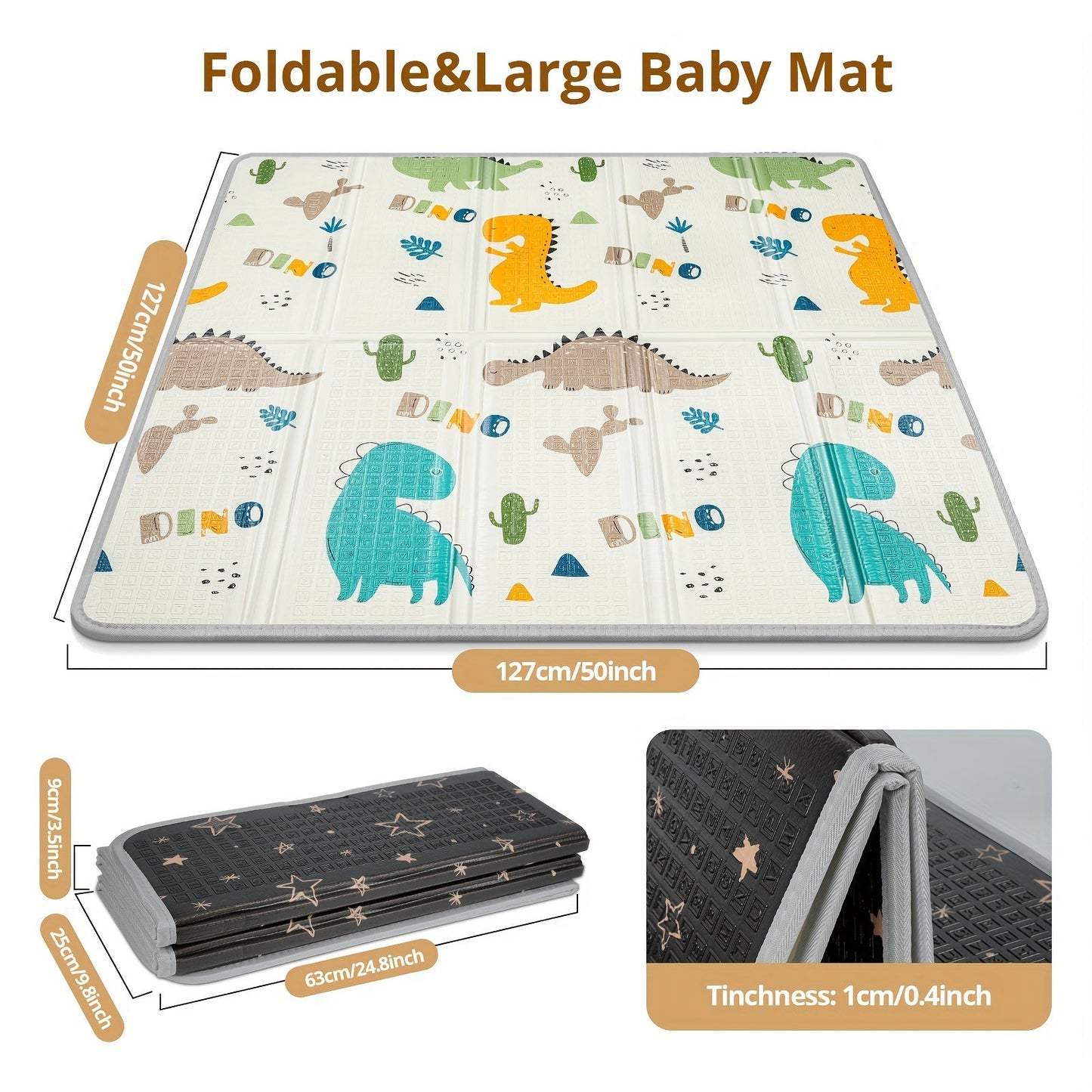 The perfect gift for young children, this Reversible Seahorse & Stars Play Mat is waterproof, thick foam safety pad measuring 127.0x127.0cm. It comes with a fence option for added safety, making it portable and versatile. Ideal for Christmas or