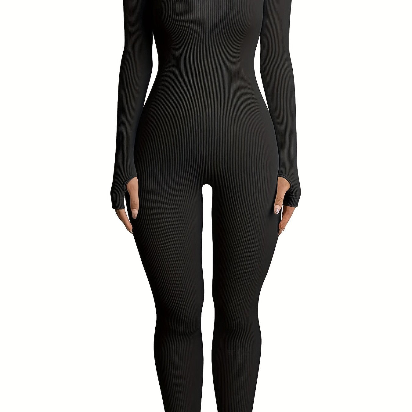 Seamless body shaping jumpsuit with long sleeves for slimming and shaping, designed for women.