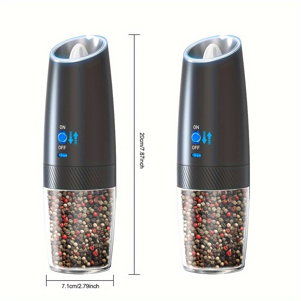 Electric Salt and Pepper Grinder Set with Gravity Operation, Rechargeable via USB, 300mAh Lithium Battery, Made of ABS Material, Easy One-Handed Use, Perfect for Holiday Season, Available in Single or Dual Pack.