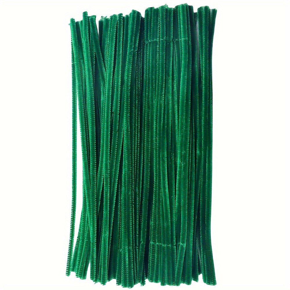 100 colorful chenille stems, 30cm long, for DIY crafts.