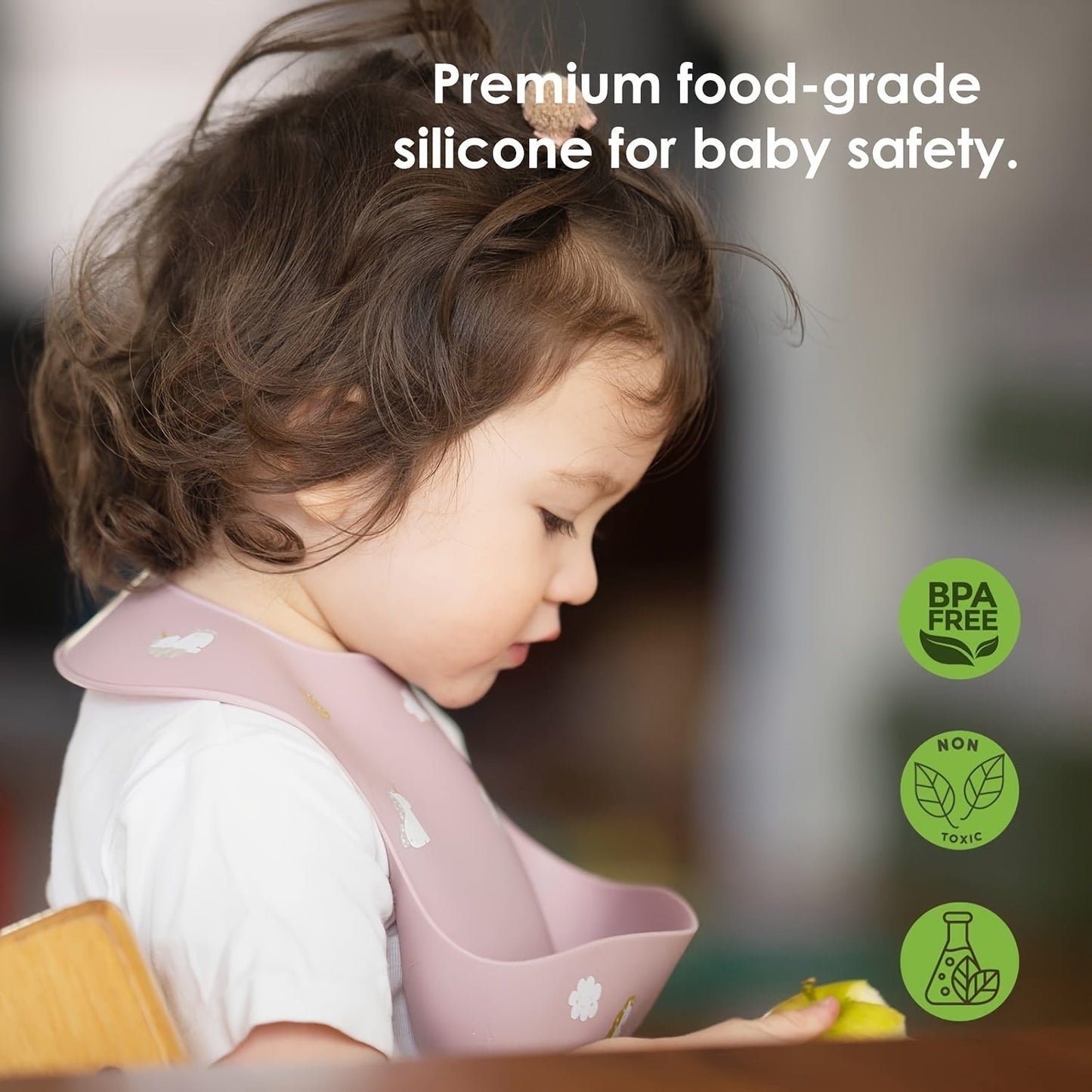 Adjustable Goldcolin Silicone Bib for Kids - Waterproof with Cute Print and Button Closure - Ideal Feeding Accessory