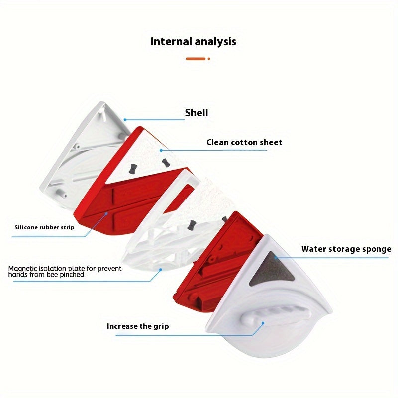 Double-Sided Magnetic Window Cleaner Squeegee - Glass Wiper Cleaning Tool with Powerful Magnets for Home and Office Use