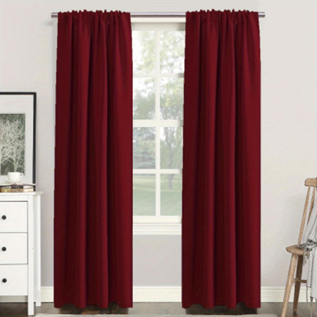 1PC Insulated Rod Pocket Bedroom Blackout Curtains for Room Darkening and Noise Reduction