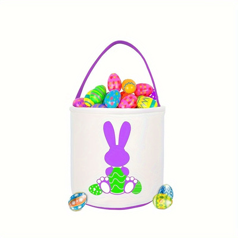 Canvas Easter Bunny Basket with Handle - Ideal for Egg Hunts, Party Favors, and Classroom Fun