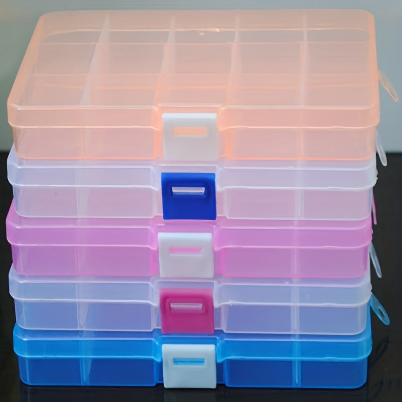 1pc Transparent Storage Box with 15 Grids, ideal for organizing earrings, rings, jewelry, accessories, screws, and small DIY craft parts. Perfect storage solution for home organization.