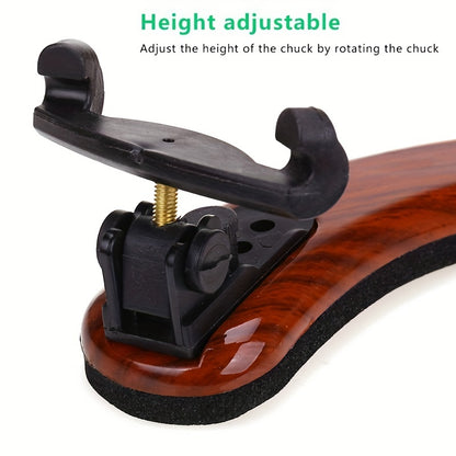 Maple wood violin shoulder rest with comfort padding - adjustable and durable for students and professionals. Can be finely adjusted.