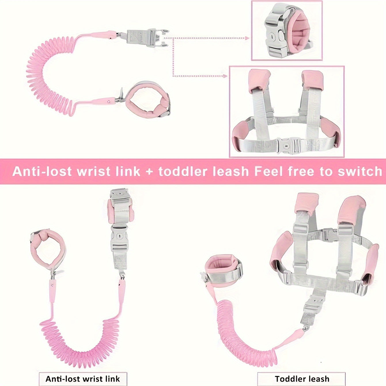 Traction Rope Baby Anti-Lost Strap, Anti-Lost Hand Ring, Safety Walking Strap