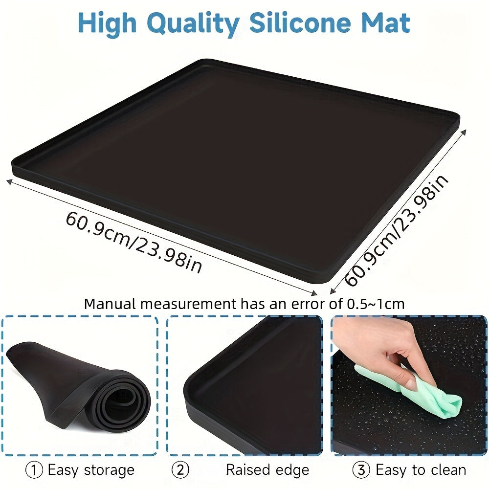 Silicone Mat with Raised Edges, Waterproof Protection - Extra Large (68.58cm x 68.58cm) for Mini Fridges & Appliances, Prevents Leaks and Floor Damage