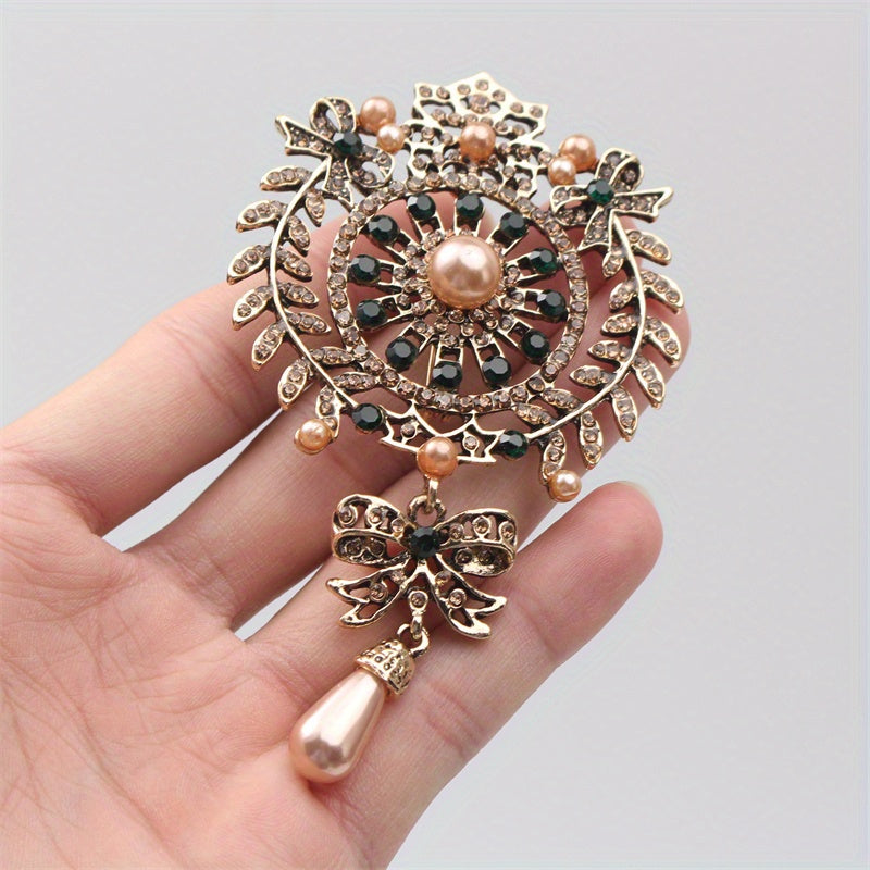 Zarif Rhinestone Brooch Pin - Barokko Qush dizayni bilan, notekis shaklda, Emal materialidan tayyorlangan, noyob bo'sh gullar mavzusi, retro Xitoy uslubidagi palto aksessuari