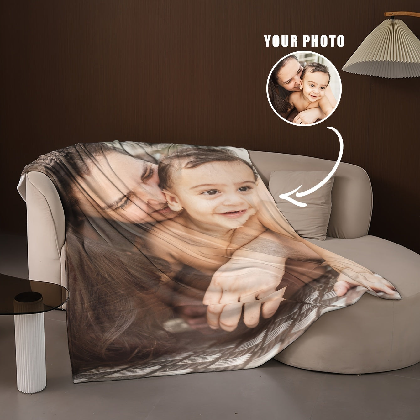 The perfect gift for all seasons! This custom personalized photo throw blanket is made from soft, warm flannel fleece with a digital print design and knitted craftsmanship. The polyester material has a fabric weight of 200-250g, making it both