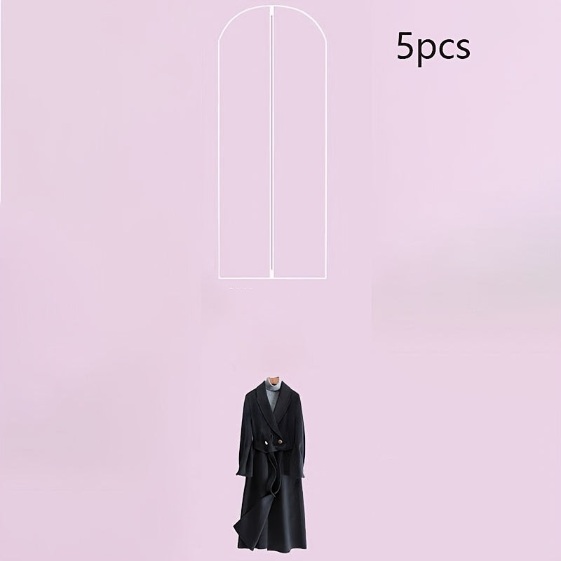 Clear PVC Garment Bags with Zipper Closure - Set of 3/5, Transparent Suit Covers for Coats and Jackets. Protects from Dust and Moisture, Ideal for Hanging Wardrobe Storage.