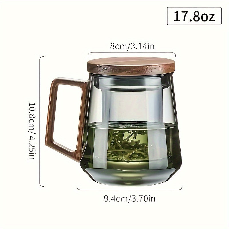 High Borosilicate Transparent Glass Tea Water Separation, Brewing Tea Cup, Living Room Smoke Gray Floral Tea Cup for Office