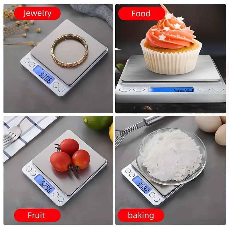 Digital Stainless Steel Scale in Silvery Finish: Perfect for Cooking, Baking, Weight Loss Tracking, and Precision Measurements - Essential Kitchen Gadget and Supply