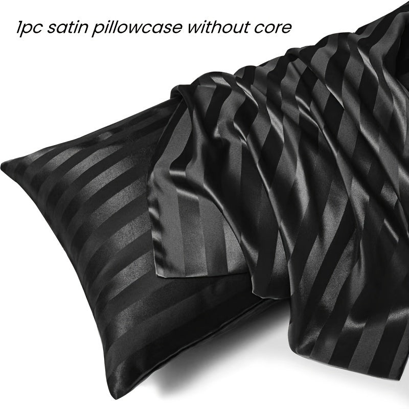 Get your hands on our luxurious Soft Skin-Friendly Striped Satin Pillowcase, featuring a convenient flap closure for ease of use. This pillowcase is not only gentle on hair and skin, but also beneficial for both. Made from 100% polyester, this woven