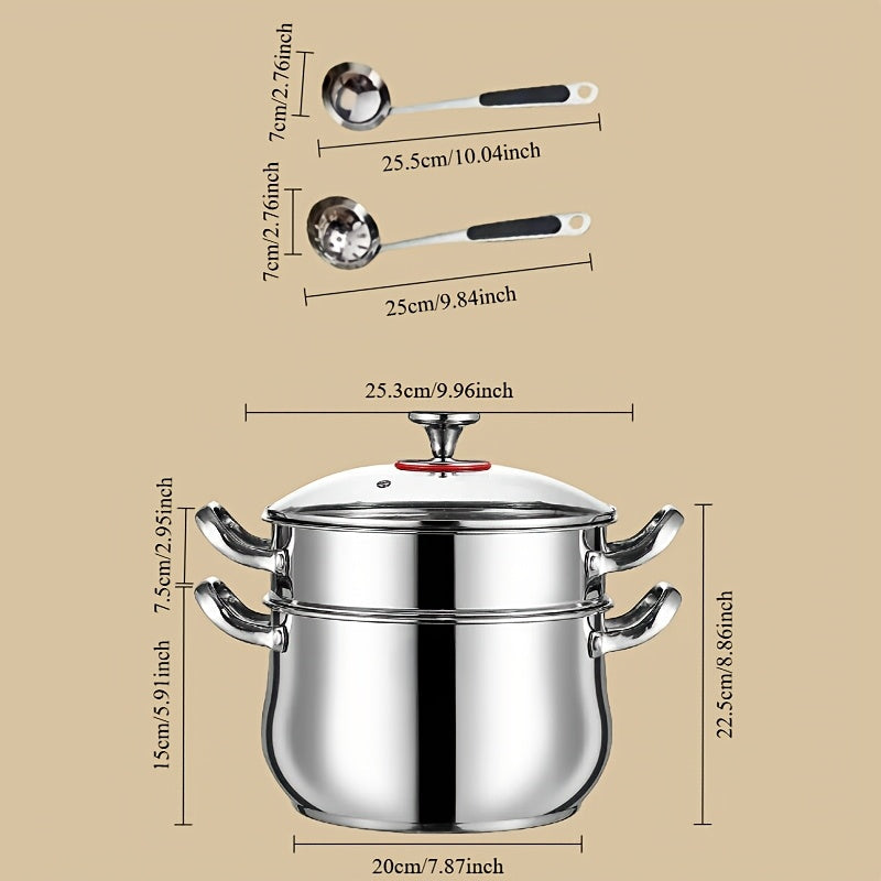 Stainless Steel Stock Pot for Home & Restaurant Use - Durable and Thickened, Ideal for Cooking, Frying, and Stewing - Must-Have Cookware for Your Kitchen