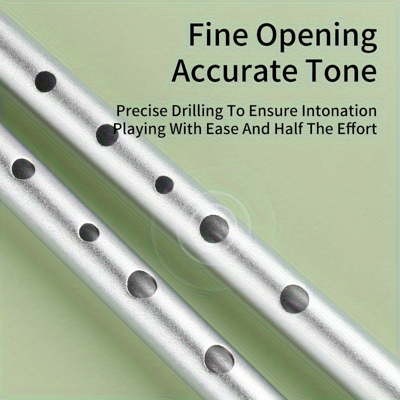 Beginner-friendly Irish tin whistle in C/D key, aluminum alloy with golden finish, straight vertical wind instrument.