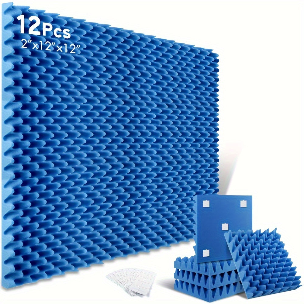 12 Pack of 5.08 X 30.48 X 30.48 Cm Acoustic Foam Panels, Fireproof Soundproofing Sponge for Walls, Egg Crate Studio Home Sound-absorbing Foam