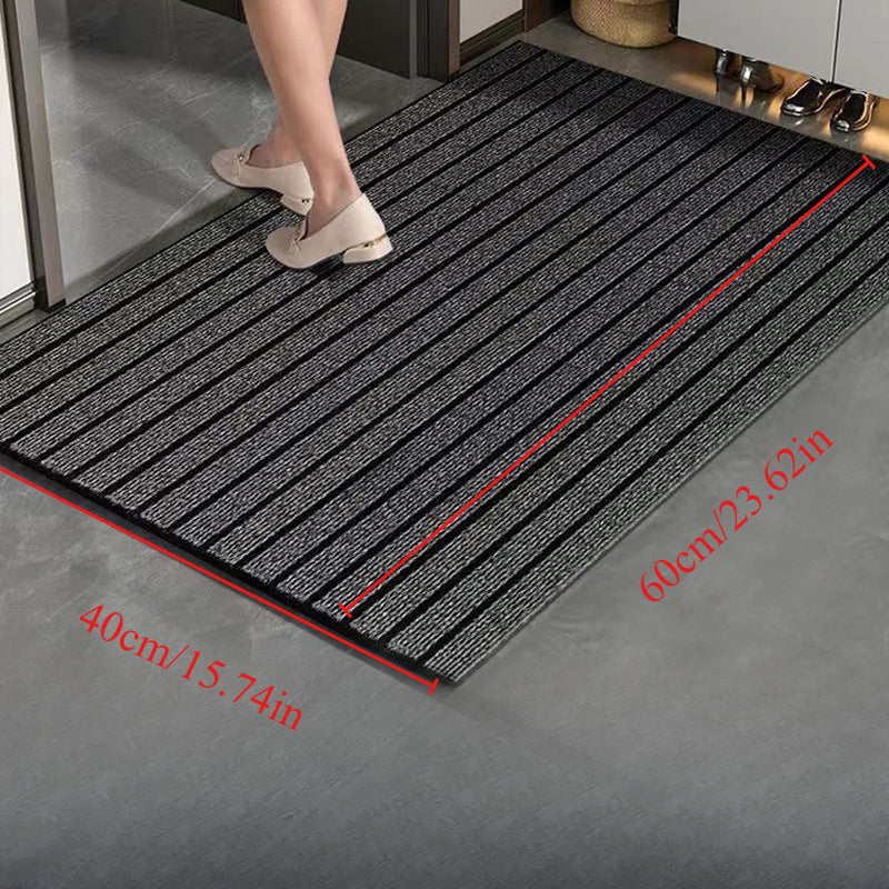 Gray Striped Door Mat with Customizable, Anti-Slip, Waterproof, and Dust-Removing Features - Perfect for Outdoor Use. Easy to Clean, Cut-to-Fit Design, and Durable.