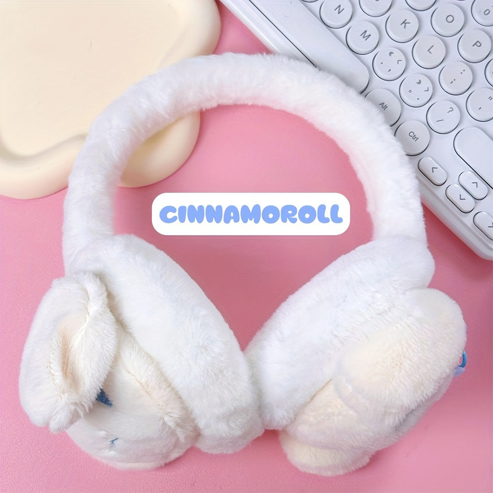 Stay warm and cozy this winter with Sanrio's adorable Kuromi & Cinnamon My My Melody Plush Earmuffs! These retractable earmuffs in pink, white, and purple feature a durable and cute kawaii design that is perfect for the cold weather. They make a