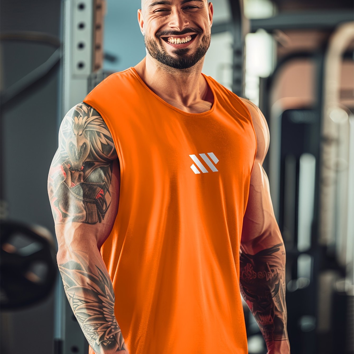 Men's sleeveless tank top with stripe pattern, quick dry, and comfy for summer fitness and outdoor running.