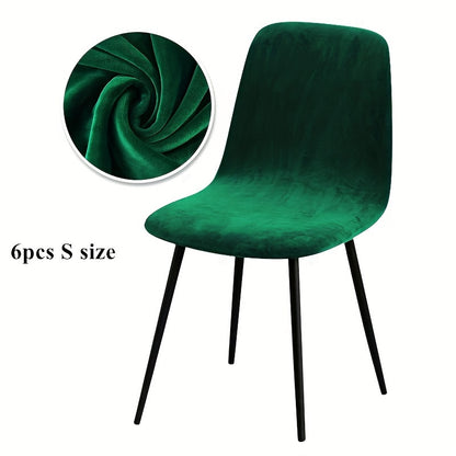 Arc-shaped short back chair slipcover made of velvet fabric, suitable for bar chairs in dining rooms and home offices.