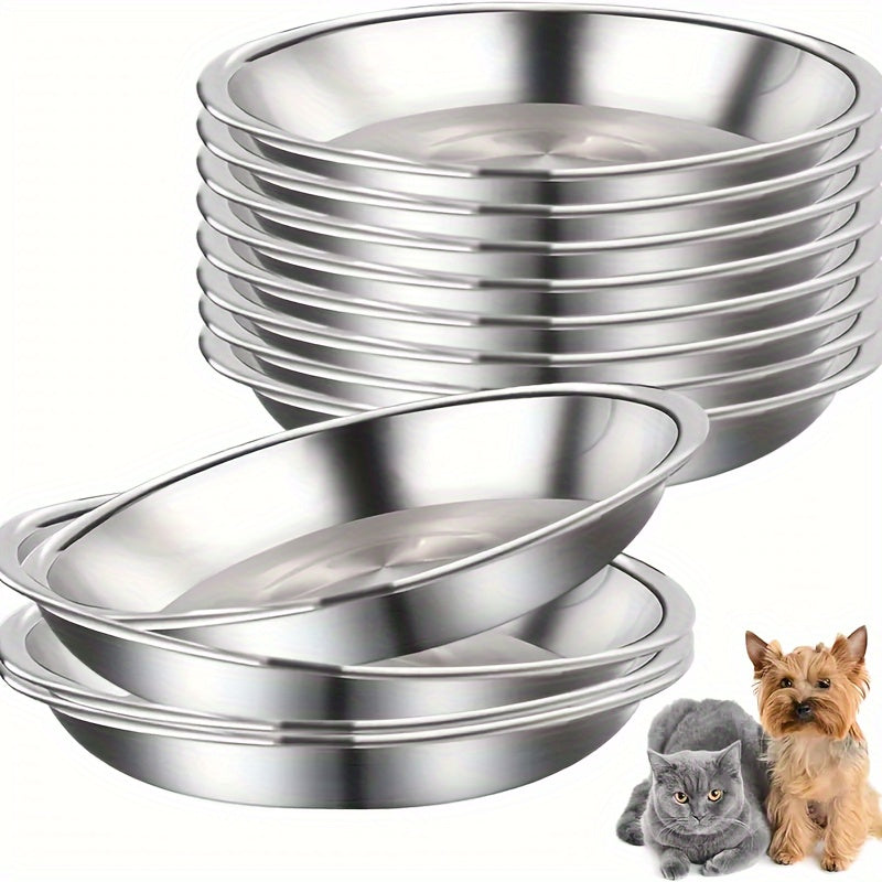 5-Pack Stainless Steel Cat Bowls, Non-Slip, Wide Shallow Design, Easy to Clean, Suitable for Cats & Small Dogs, Large Diameter, Dishwasher Safe