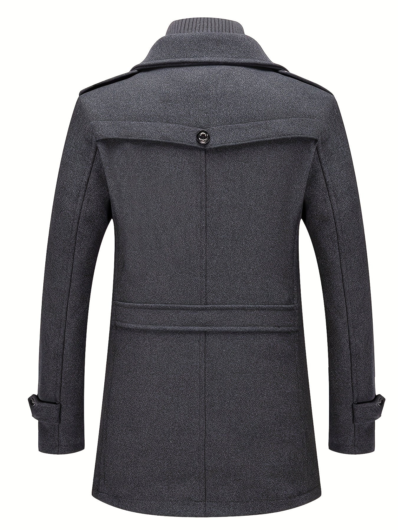 Men's warm jacket with pockets, double lapel for autumn/winter casual wear.