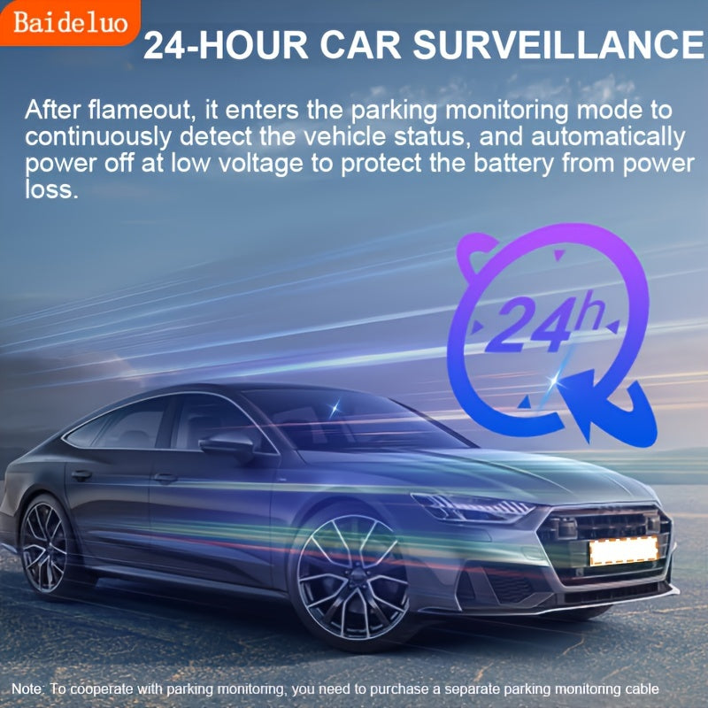 Baideluo three-lens video dashcam records in front and inside the car simultaneously in 1080P HD quality, with night vision and reversing image feature.