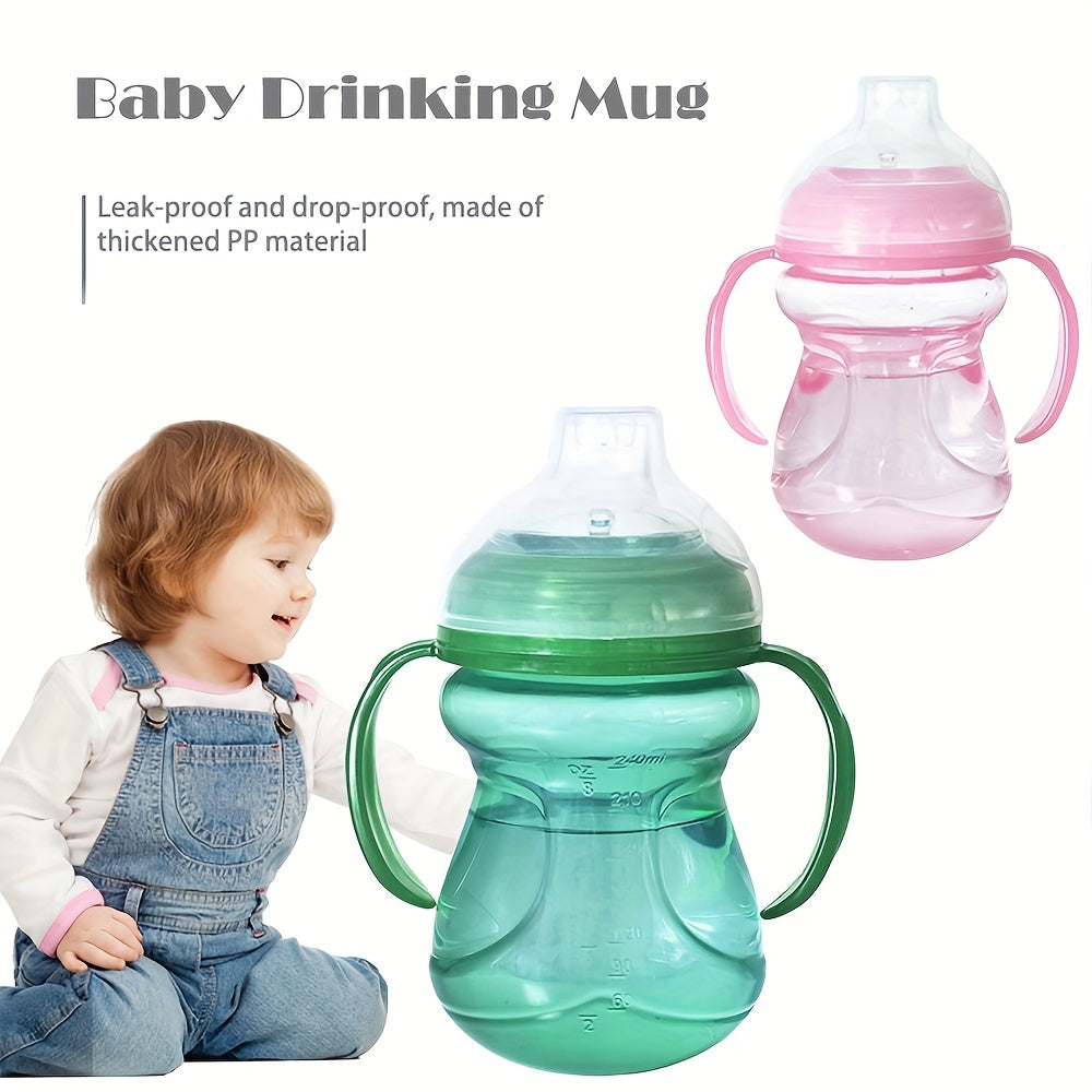 270ml Kids' Sippy Cup with Handle is BPA-Free and designed for toddlers aged 3 and up. This reusable cup is leakproof and non-slip, available in Blue, Pink, and Green.