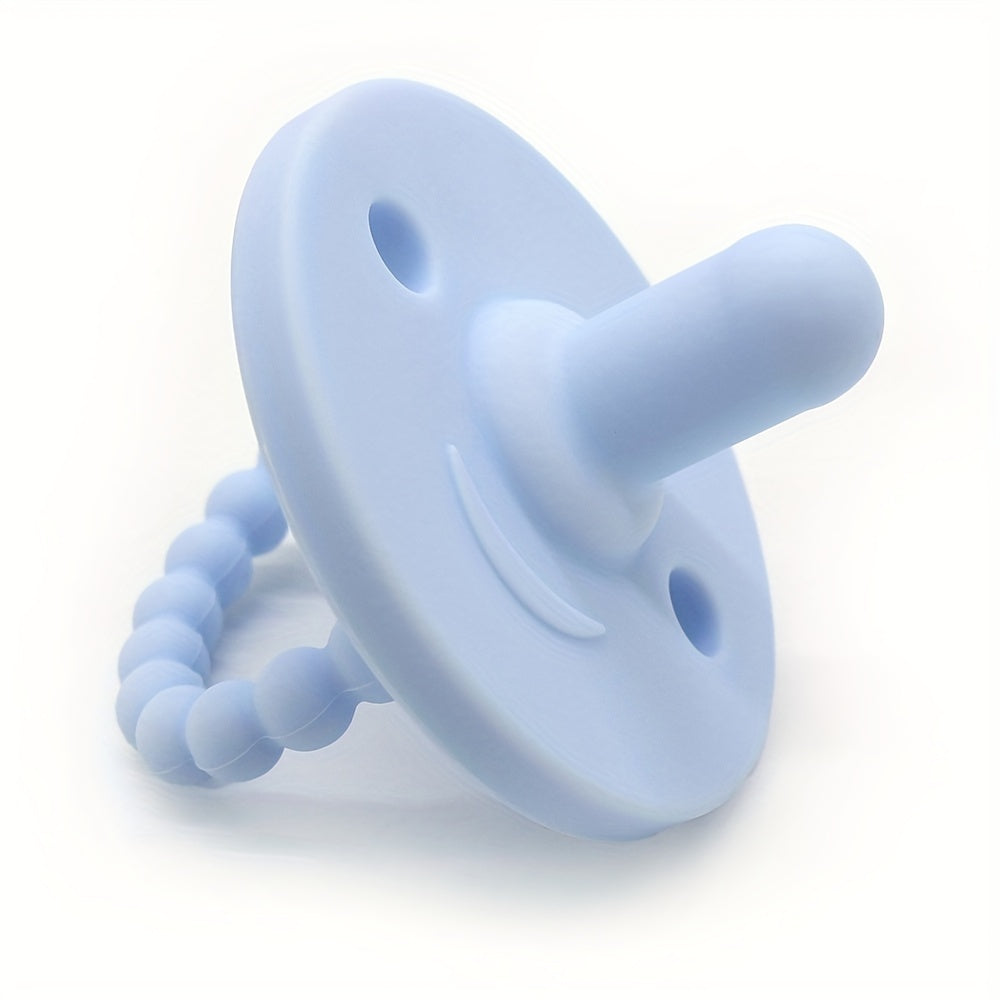 Soft silicone pacifier for newborns with cute round shape, designed to soothe and teethe. Suitable for both boys and girls.