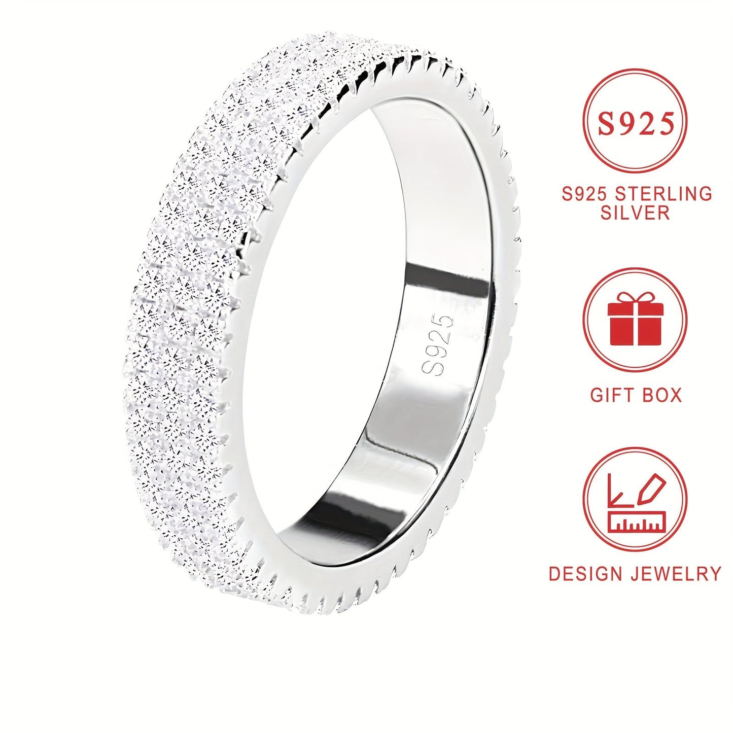 High quality engagement/wedding ring made of 925 sterling silver, featuring sparkling zirconia stones. A perfect gift for that special person, comes with a gift box included.