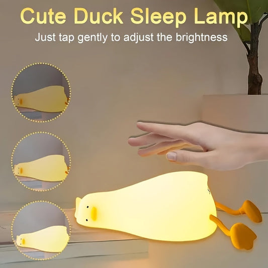 Soft Lighting Pat Duck Night Light, Adorably Cute, Silicone LED Touch Bedside Lamp with 30-Minute Timer and 3-Level Dimmable Settings