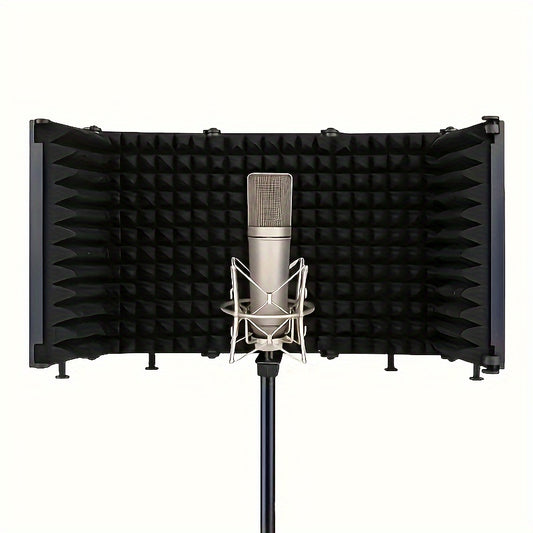 Foam filter for condenser microphone with XLR connector, improves sound absorption and reduces noise.