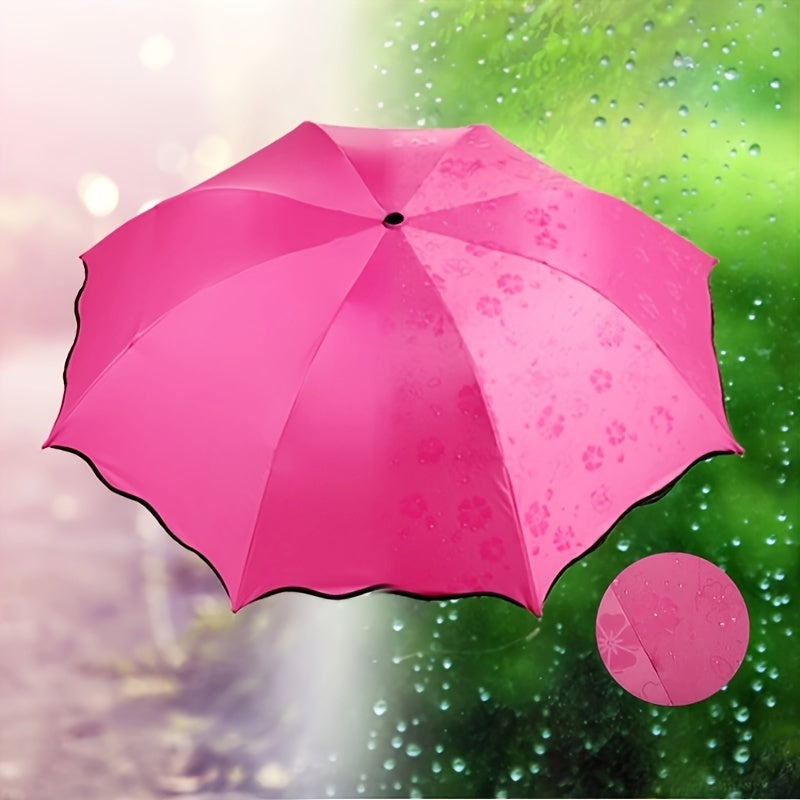 Waterproof folding umbrella with sun protection and wind resistance, Blossoming In Water Sun Umbrella.