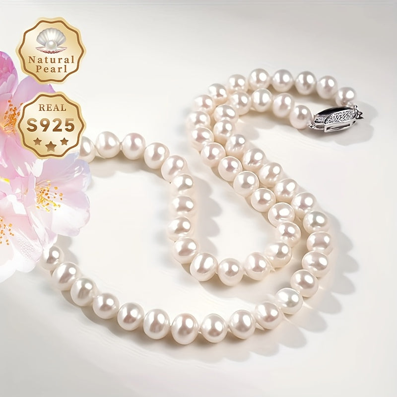 Luxurious and elegant, the MUFAN Freshwater Pearl Necklace is a stunning piece for women. Featuring genuine S925 silver clasp and 6-7mm round pearls, it is the perfect accessory for both daily wear and special occasions. This June birthstone necklace