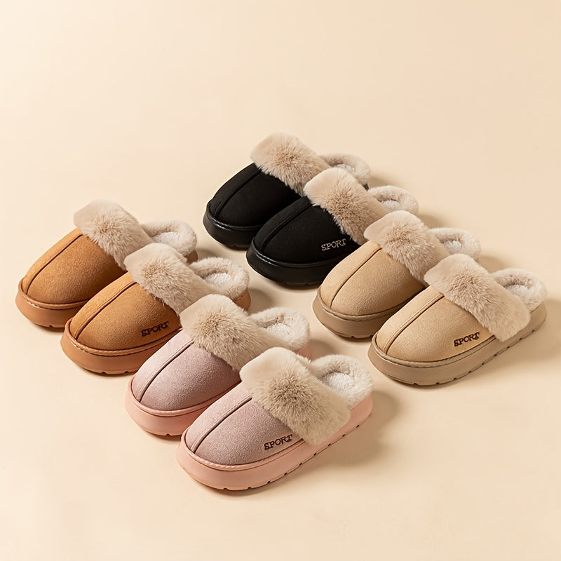 Winter season faux deer velvet slippers with sporty style, hand washable.