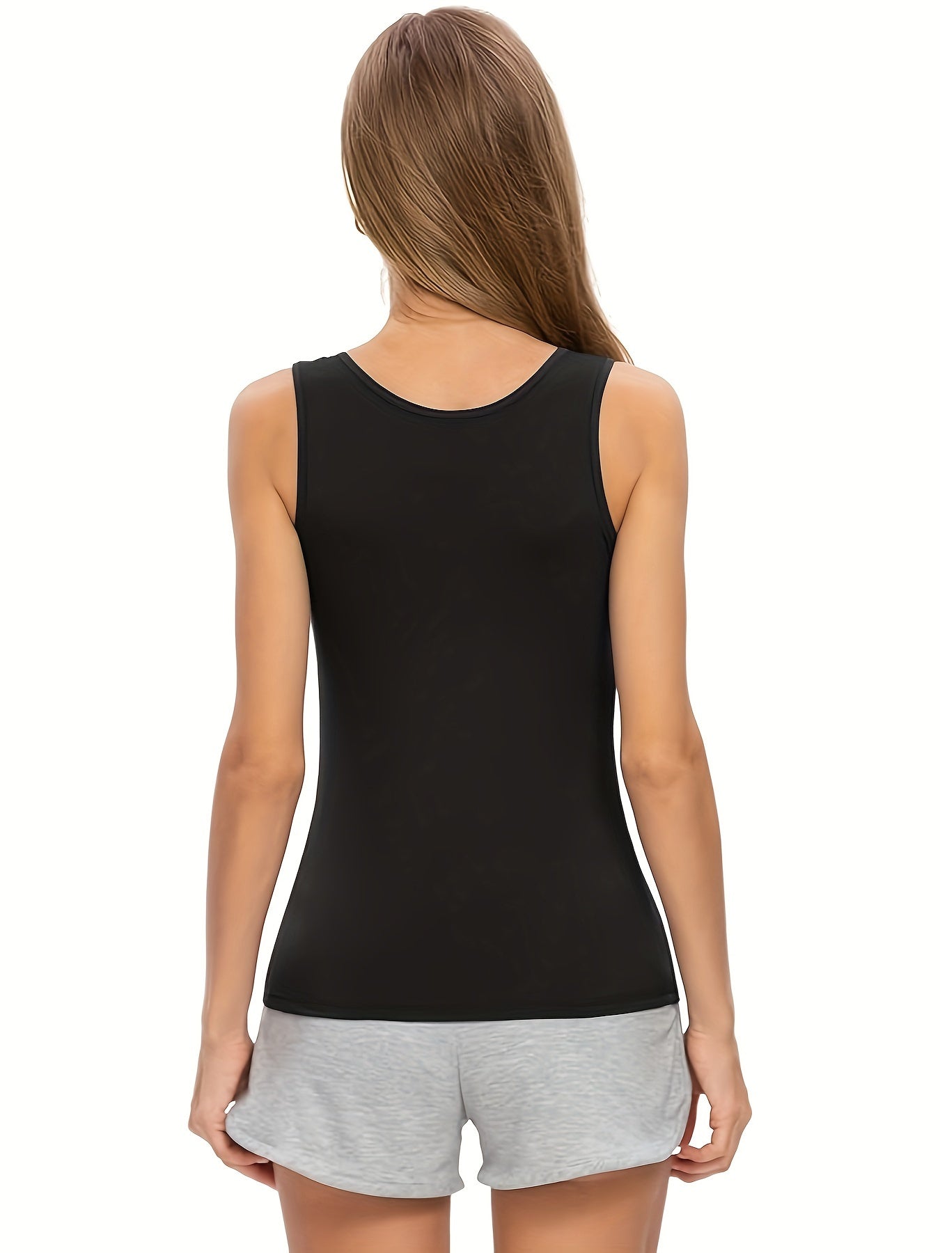 3 women's slim fit tank tops in heather gray, white, & black - breathable rayon blend, stretchy sleeveless shirts with racerback design for casual wear - machine washable.