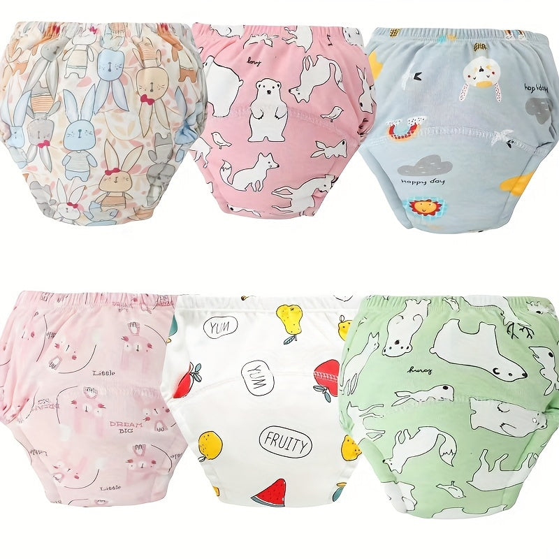 Set of 6 Cotton Training Pants, Eco-Friendly Washable and Reusable Diapers, Perfect for Christmas, Halloween, Thanksgiving, Easter, or New Year's Gifts