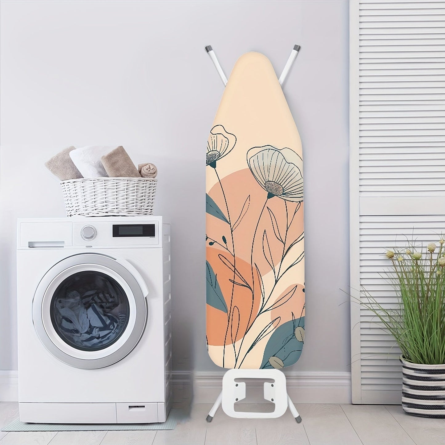 Ironing Board Cover with Floral Pattern and Elastic Edge - Features Padding for Easy Fit and Scorch Resistance, Non-Electric