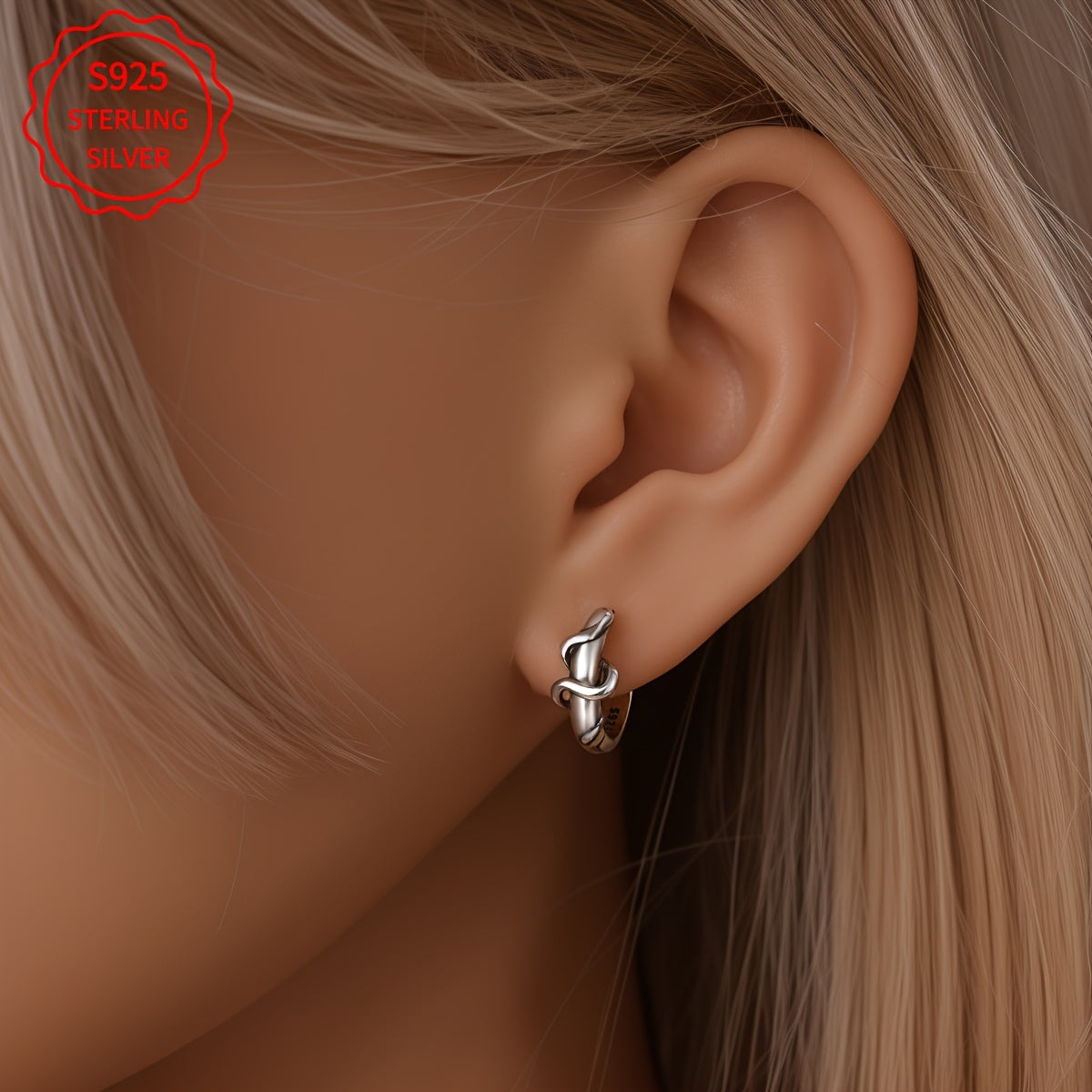 Elegant and simple 925 Sterling Silver snake earrings weighing 4g/0.14oz. Perfect accessory for parties, travel, birthdays, or as a fashion jewelry gift for ladies. Great for DIY projects.